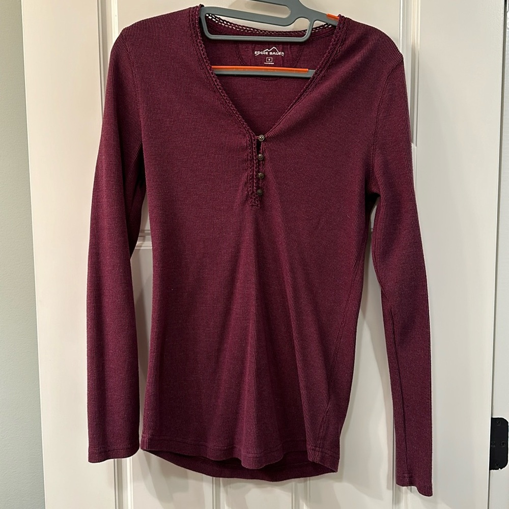 Eddie Bauer Burgundy Henley